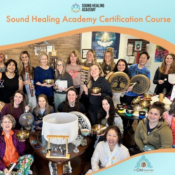 Students of the sound healing academy at the om shoppe in sarasota florida sound healing education courses